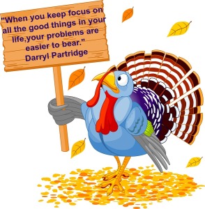 Illustration of a Thanksgiving turkey holding a blank board sign
